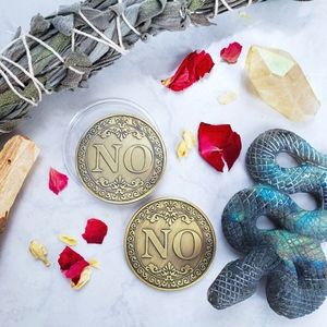 NWT • Mystical Double-Sided "NO" Bronze Metal Coin